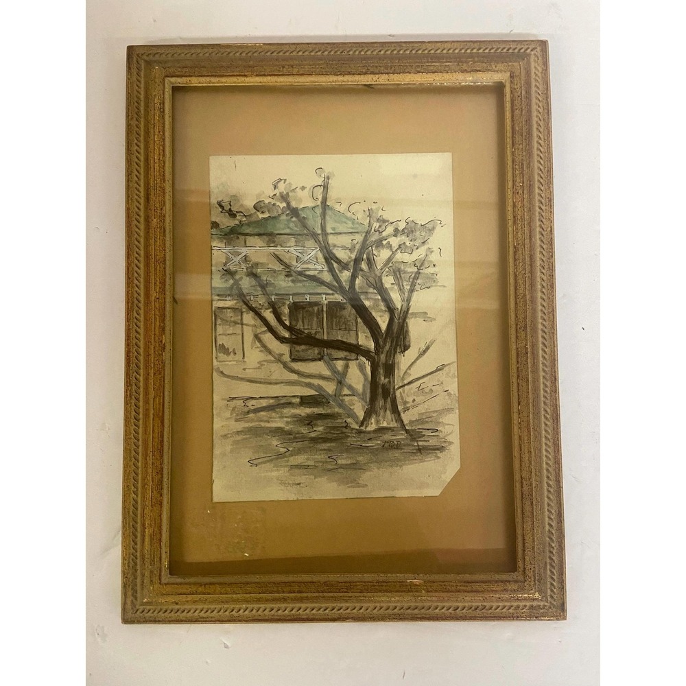 Vintage Mid-Century Watercolor Framed Print 9x12"